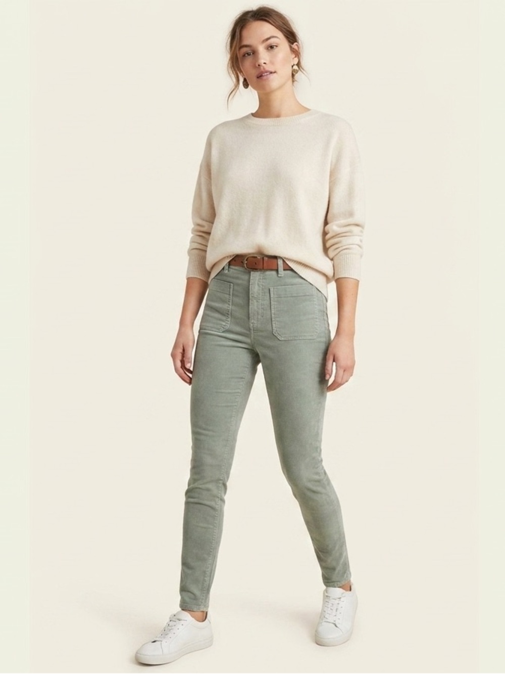 Pilcro Letterpress Anthropologie Sage Green Corduroy High-Rise Skinny Size 28
